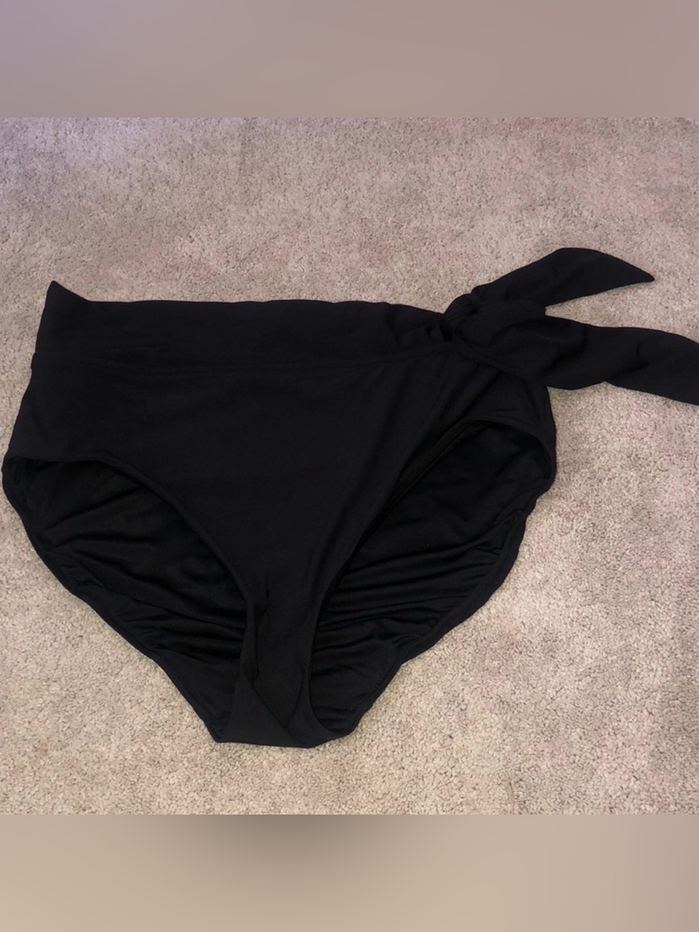 CALIA by Carrie Underwood Black High-Waist Bikini Bottom with Side Tie